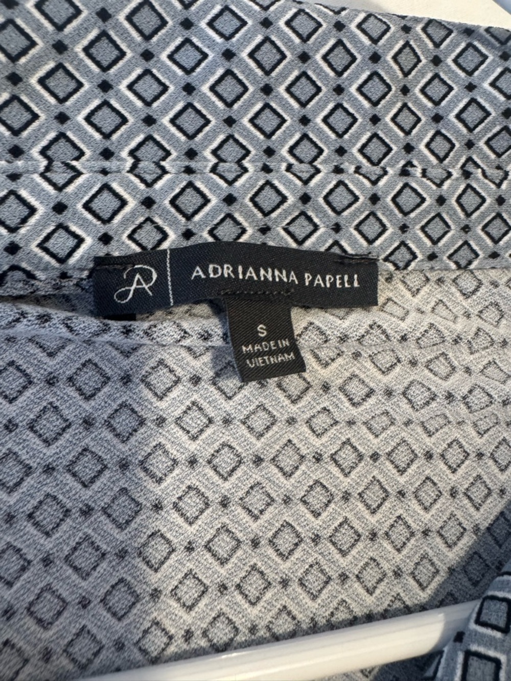 Adrianna Papell Light Blue Patterned Long-Sleeve Blouse Size Small - Picture 4 of 8